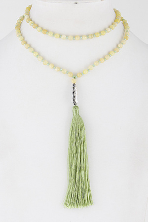 Daily Long Bead Necklace With Stone And Tassel 6LBB4